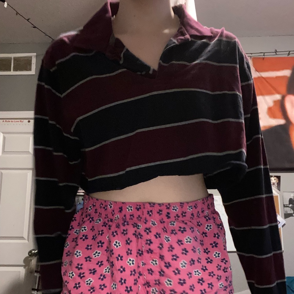 cropped stripped polo long sleeve